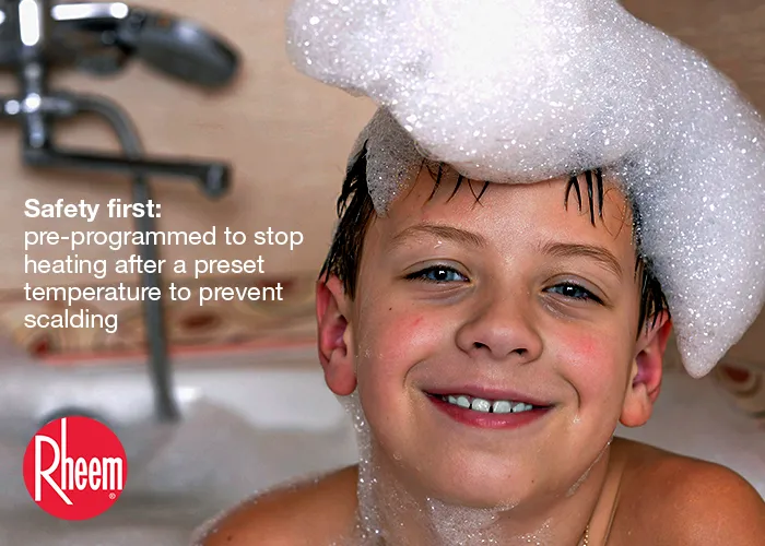 Rheem’s water heaters safety-first feature