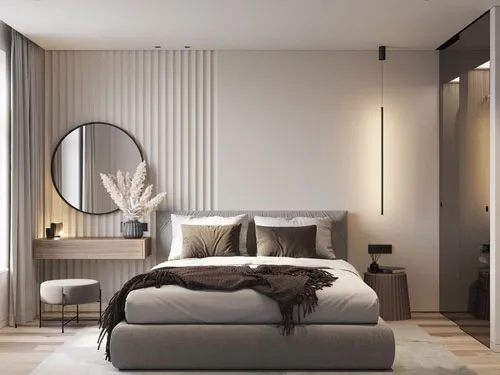 A spacious bedroom with a king size bed